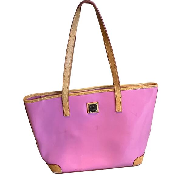 Dooney & Bourke Pink Patent Leather Tote Bag Designer Girly Glenda Purse GUC - Picture 2 of 11